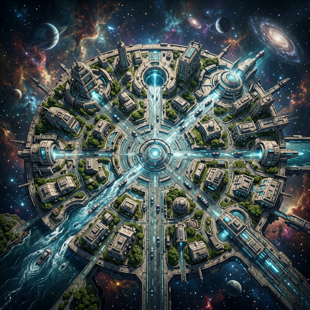 The Stolen Stream book cover art with hourglass and cosmic void temporal capitalism hard sci-fi novel