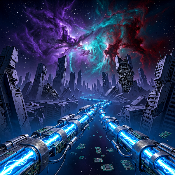 Nonlinear lore books — fragmented timelines concept art for The Stolen Stream universe