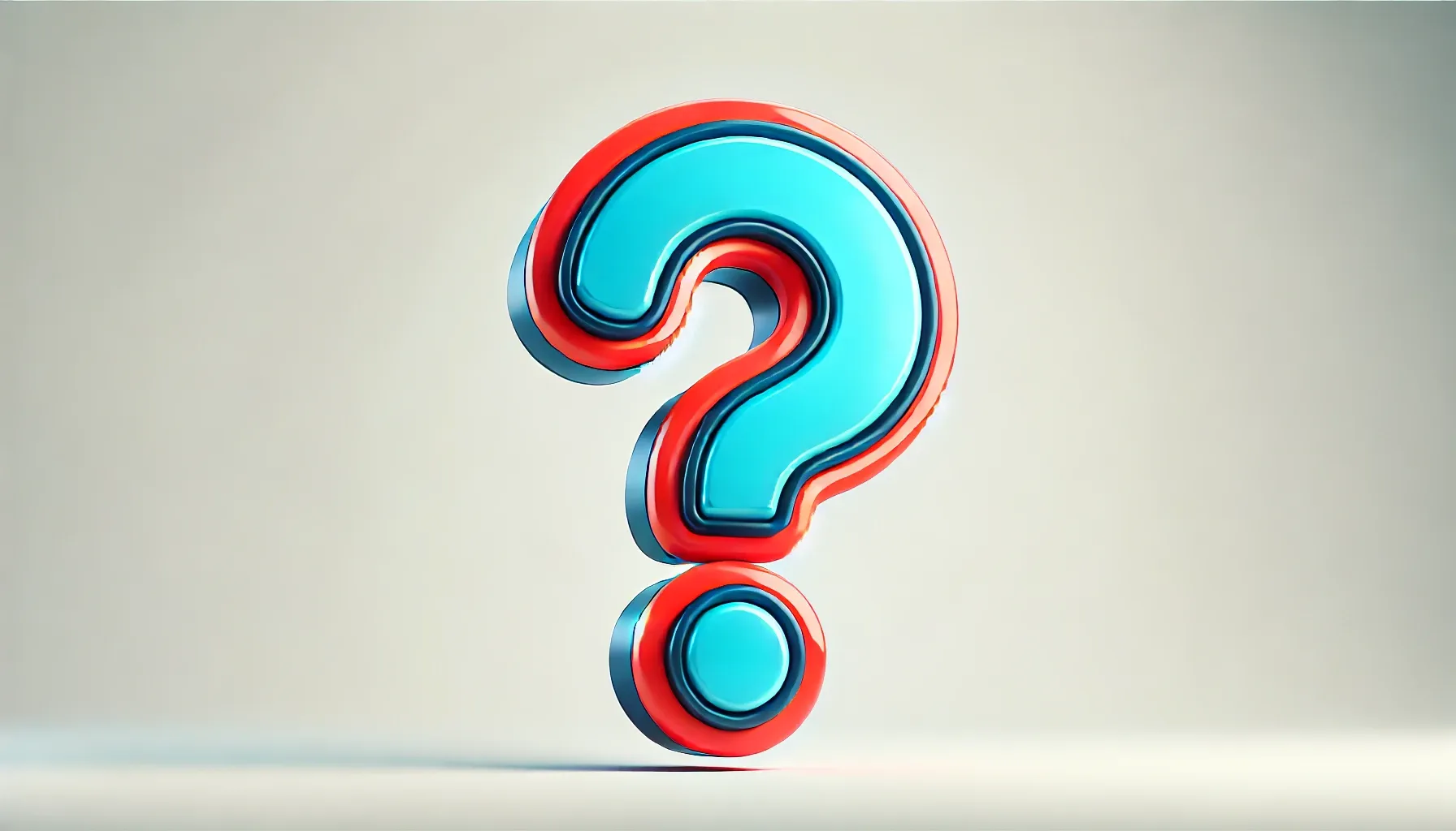 A floating blue and red three dimensional question mark.