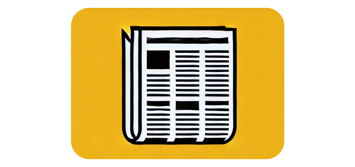 An icon of a simple folded newspaper with a yellow background. 