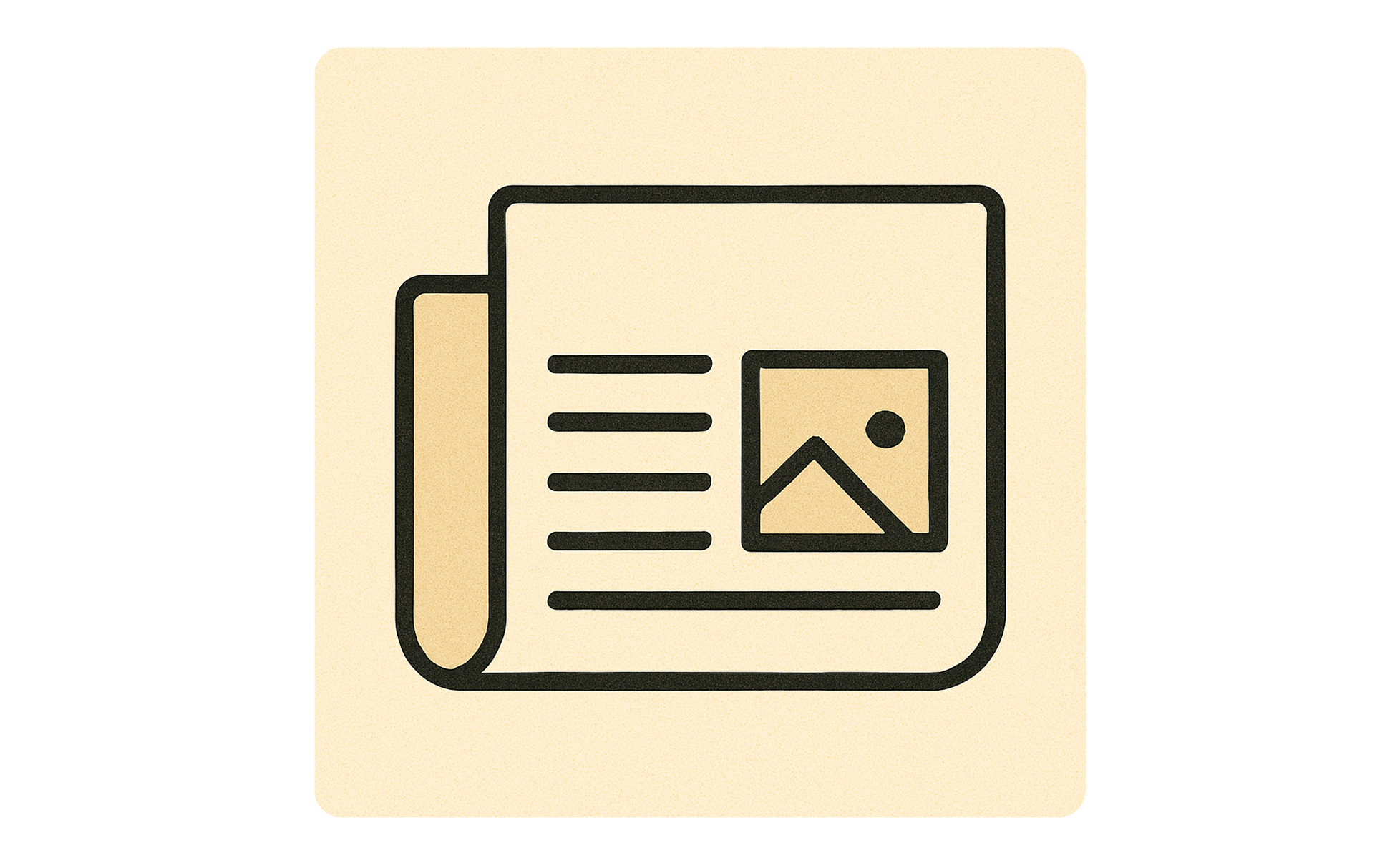 Icon of a simple cartoony newspaper.