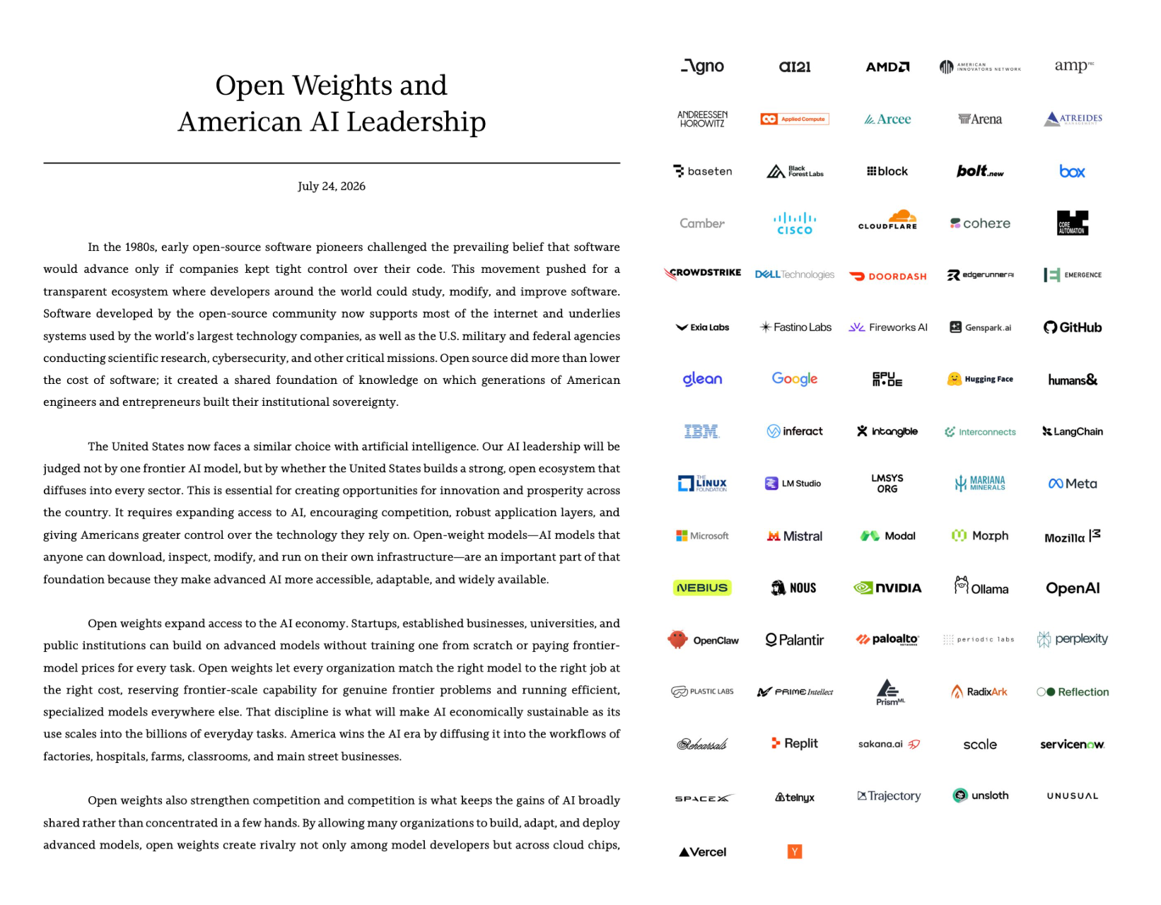 Open Weights and American AI Leadership