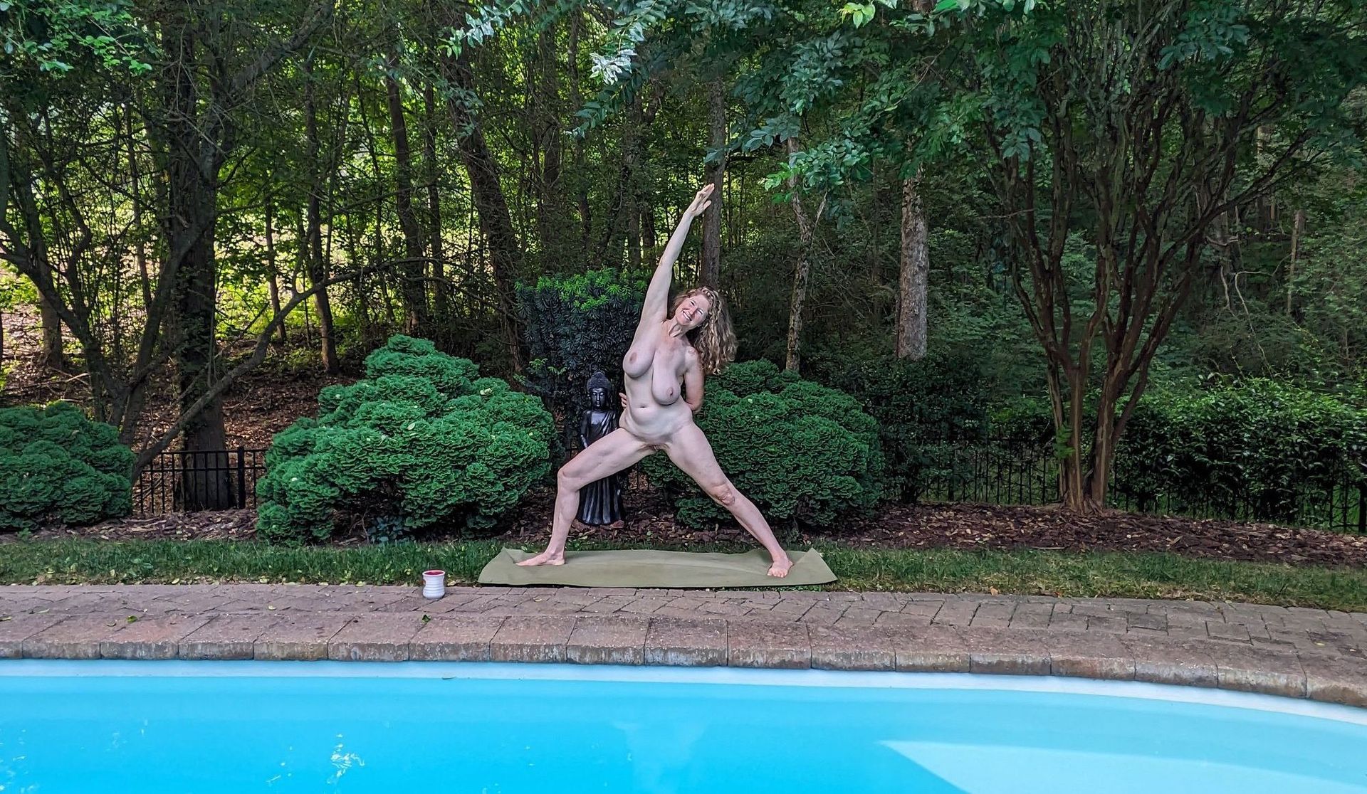 Morning Yoga by the Pool