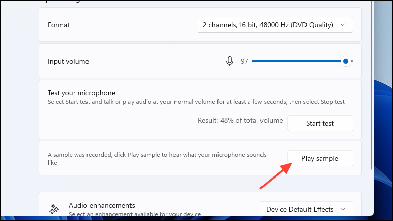Playing the microphone sample