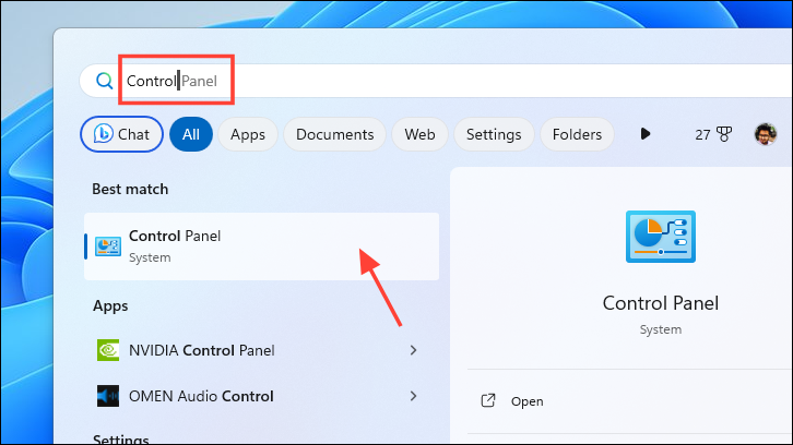 Control Panel in Windows 11