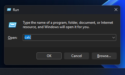 Windows 11 Run dialog in dark mode