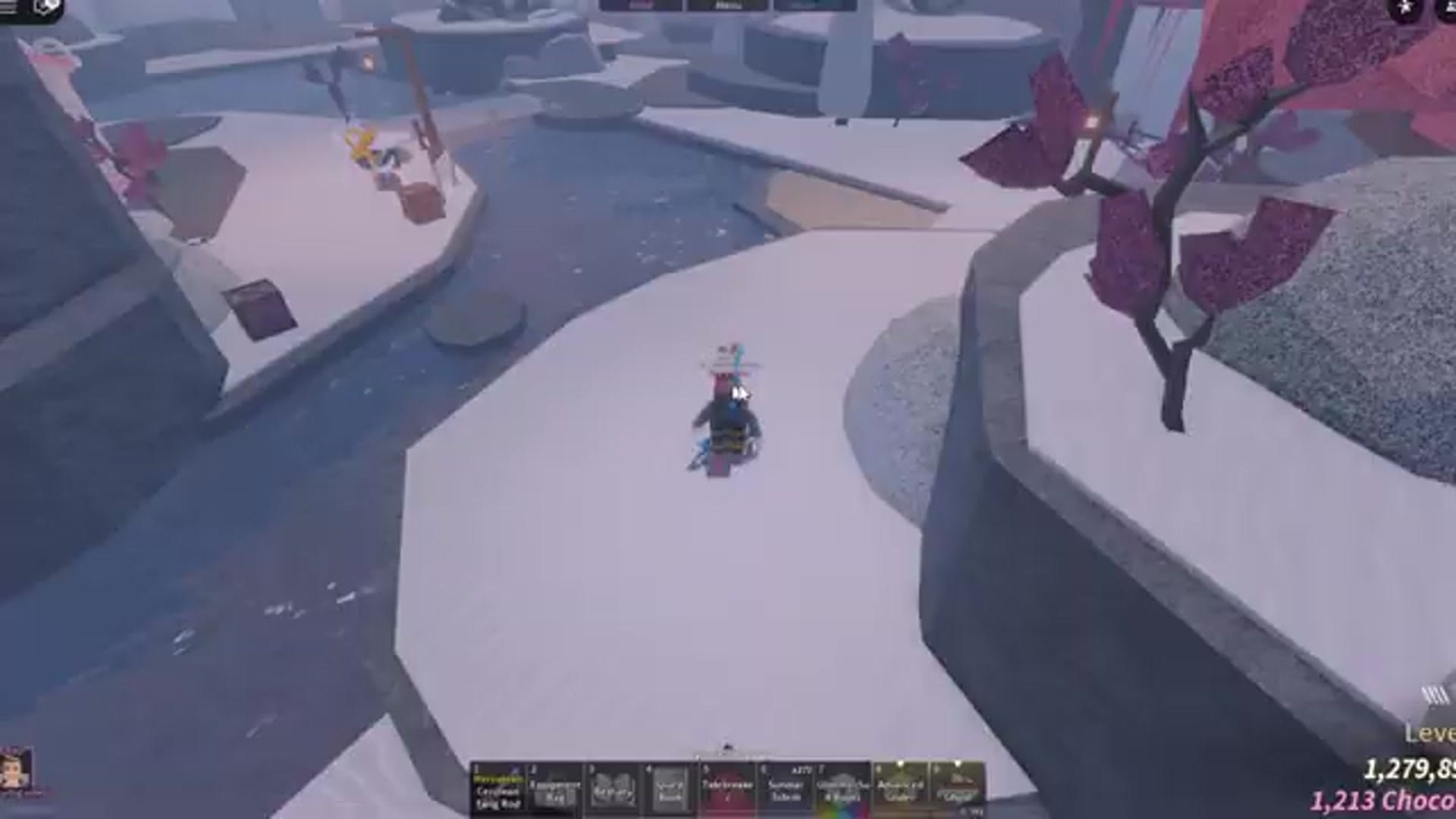 The character arrives at a small pond at the summit. Text overlay: "WHEN YOU REACH THE TOP, WAIT FOR NIGHT TIME.