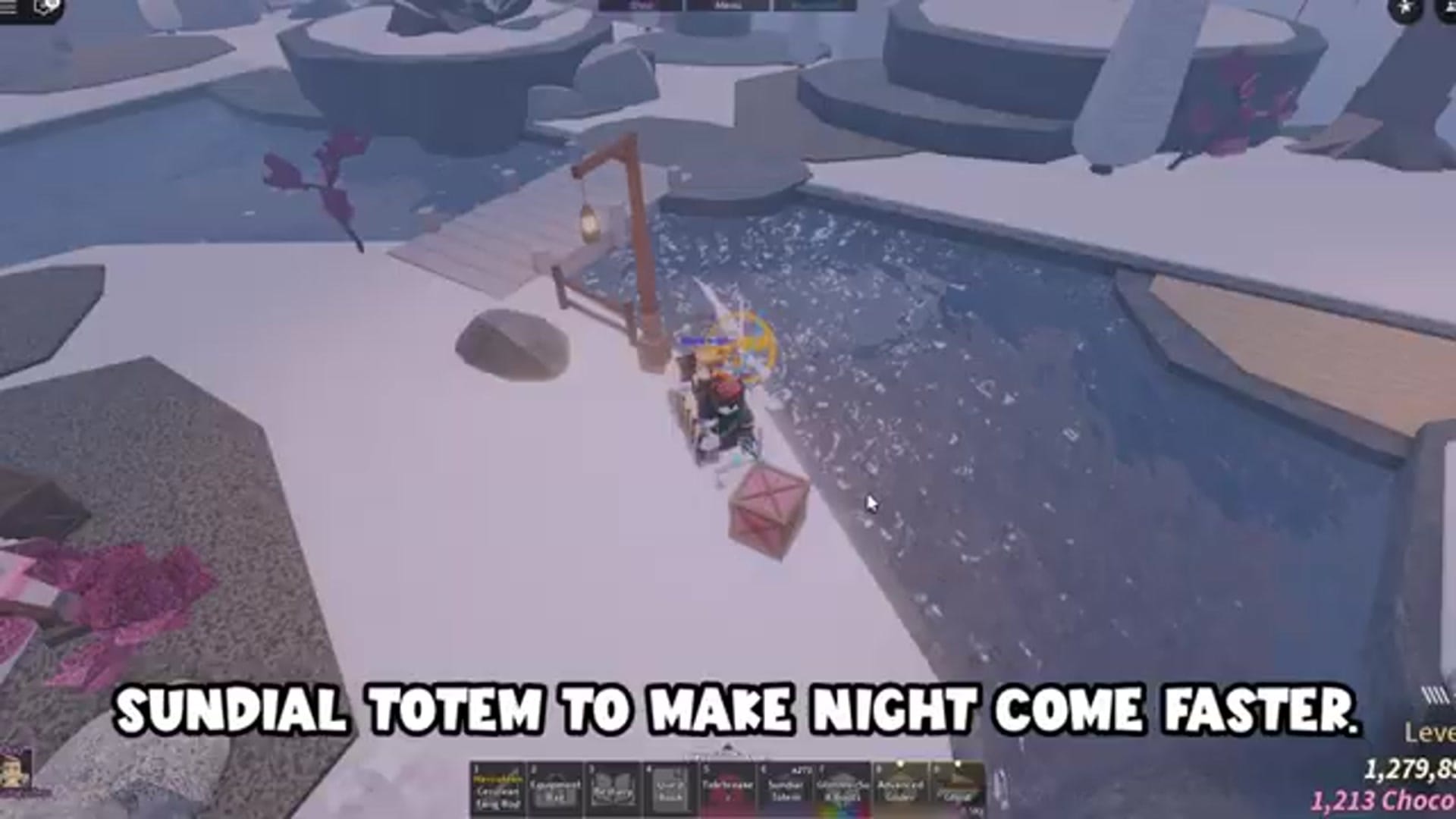 A notification at the top of the screen reads: "Bloxfruitsguidess used a Sundial Totem to speed up the celestial cycle.