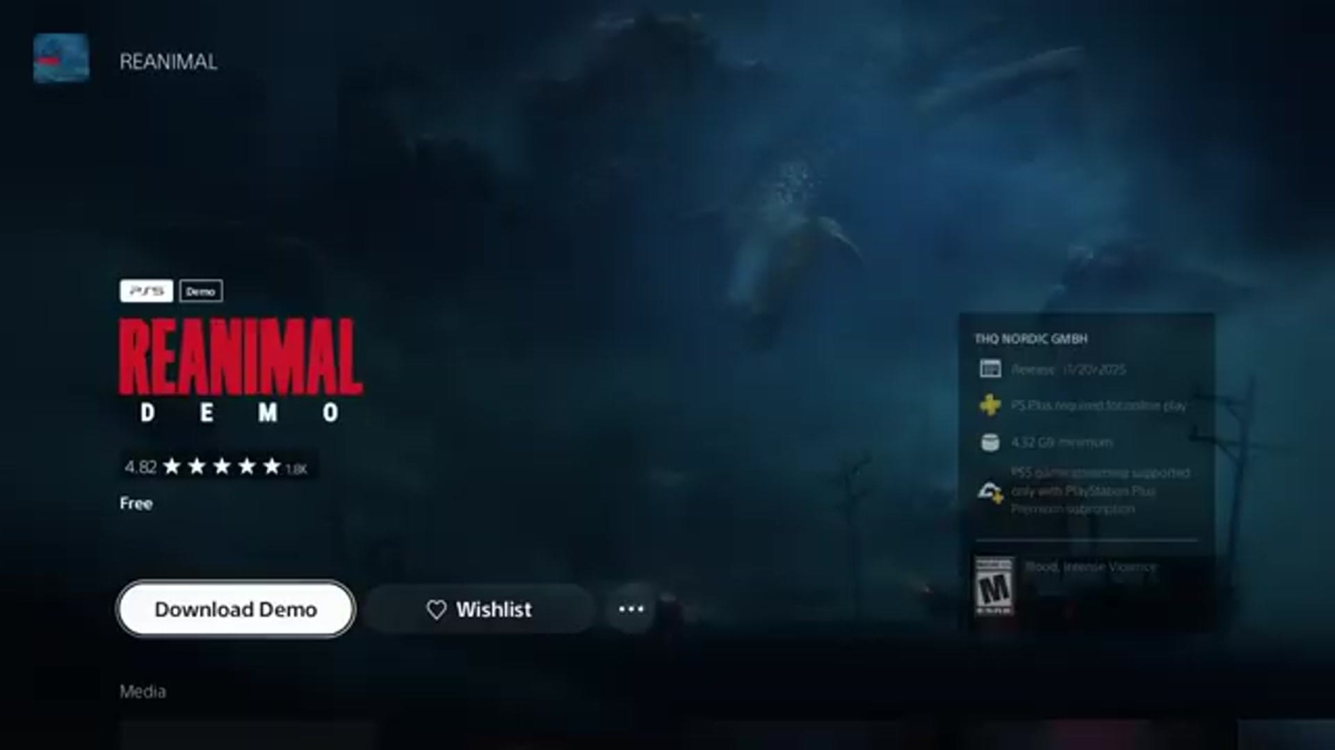 The screen changes to the "REANIMAL DEMO" page. A "Download Demo" button is visible.