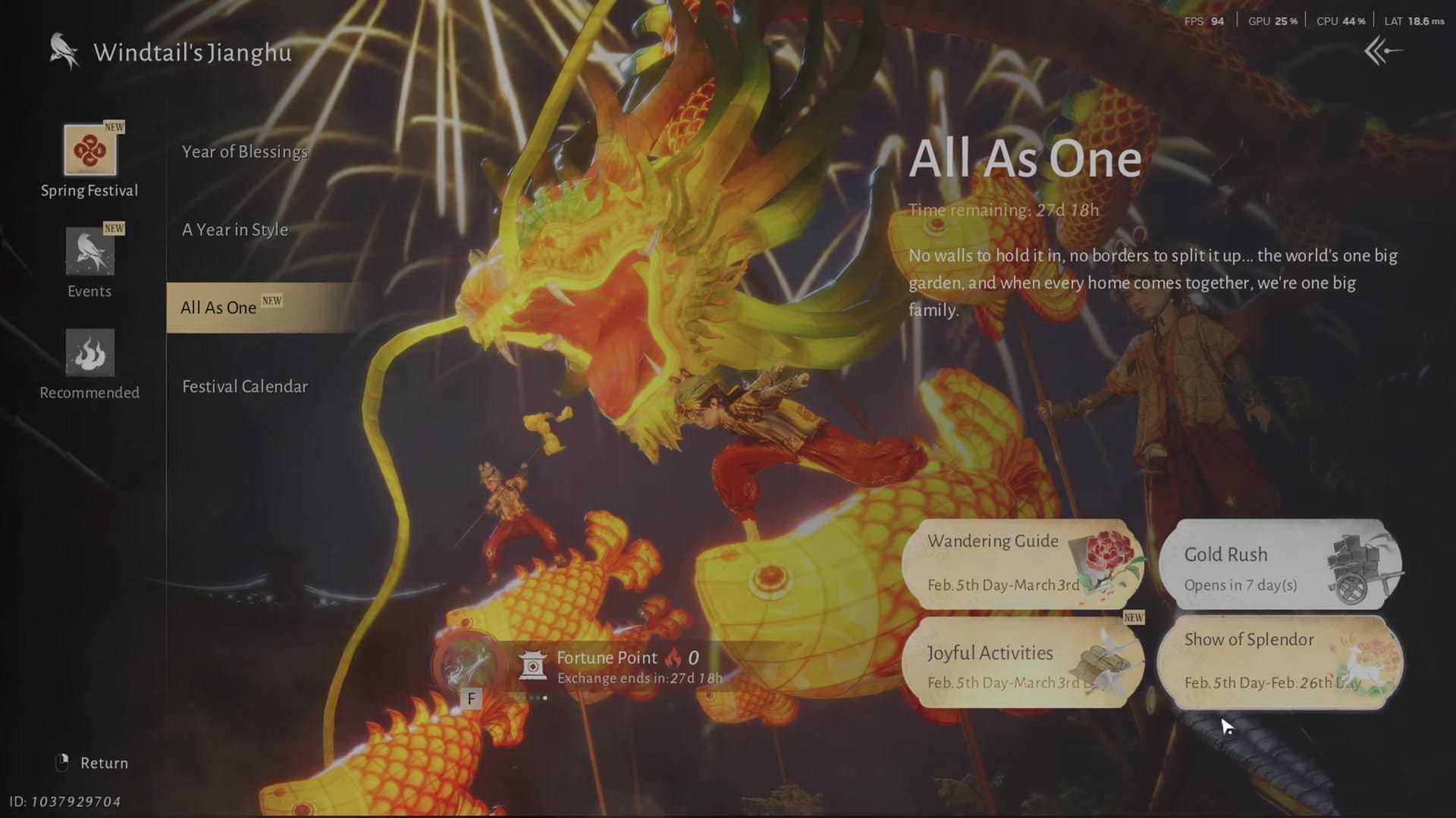 The speaker briefly shows the Show of Splendor tab under All As One.