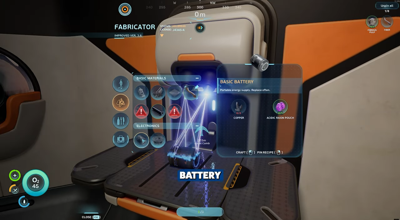 Subnautica 2 Basic Battery Recipe and How to Farm Copper and Acidic Raion Pouch