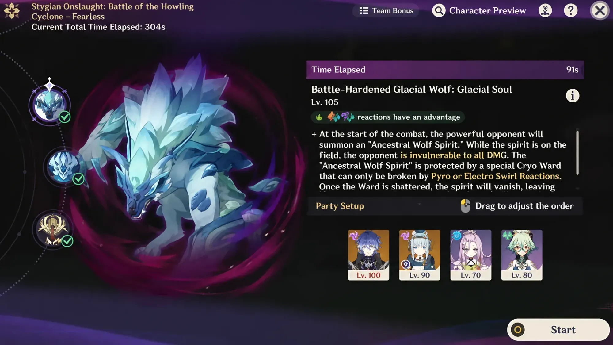 Battle-Hardened Glacial Wolf boss in Stygian Onslaught (Image via Sportskeeda Gaming/ HoYoverse)