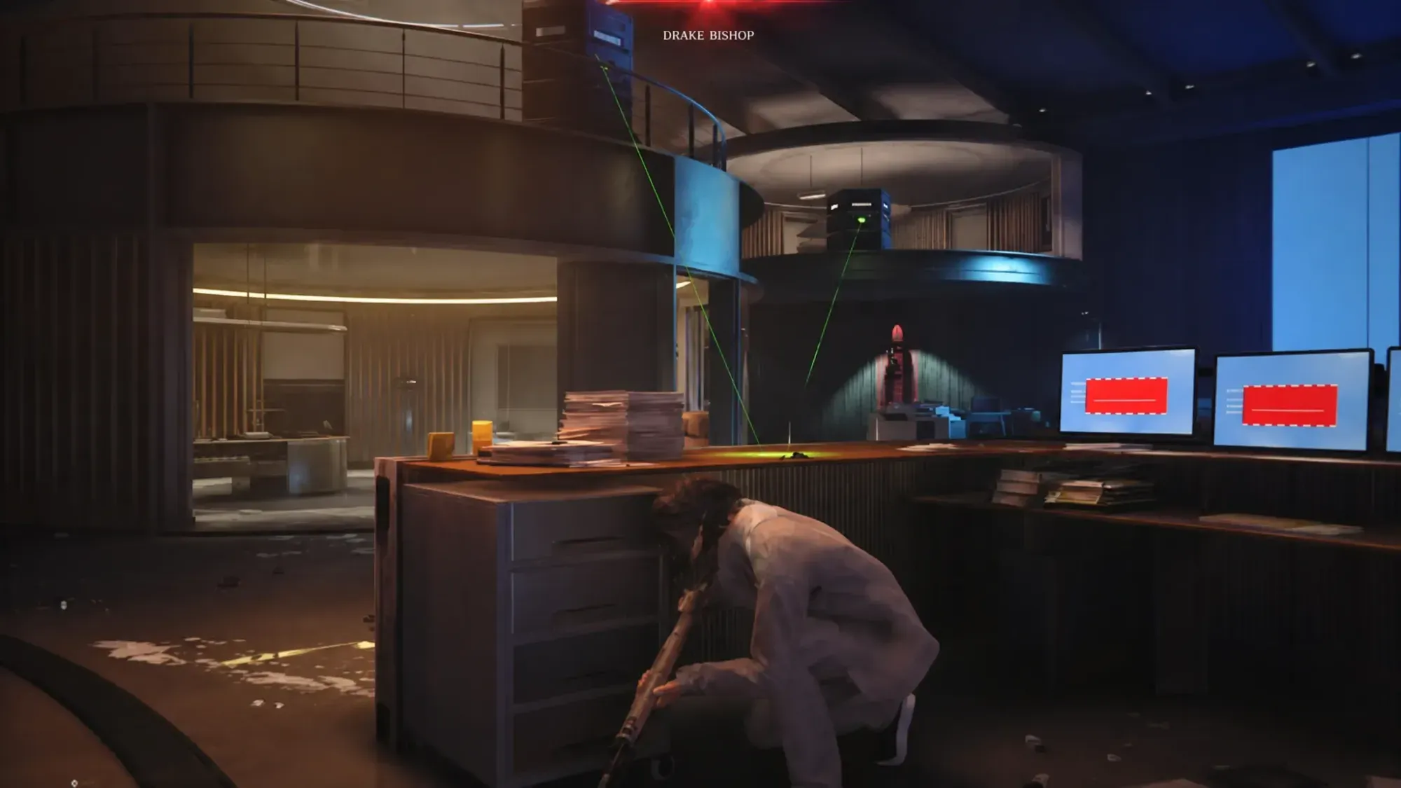 Using the Q Lens to track enemies near Moneypenny's office