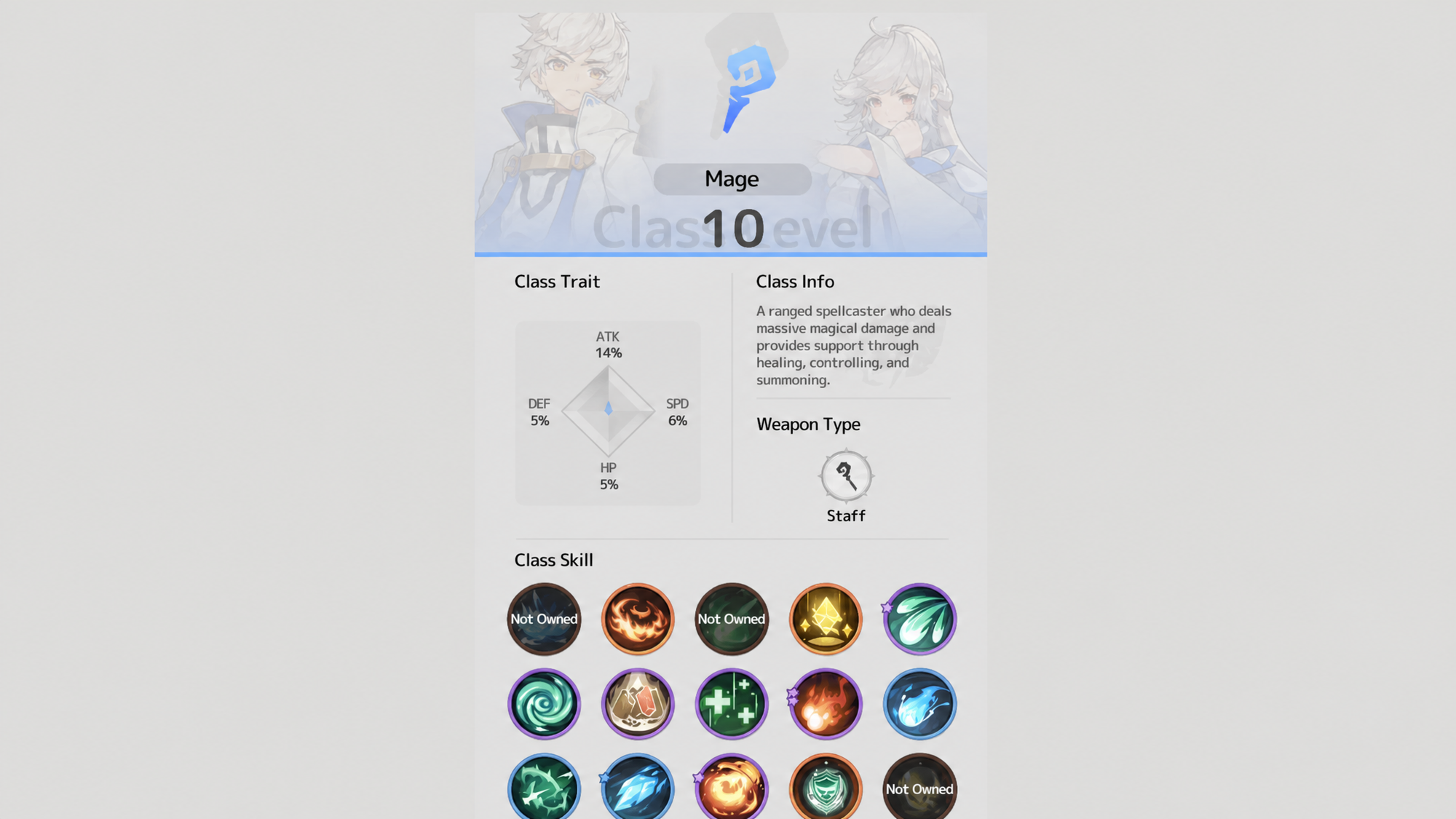 All mage skills in Sword X Staff