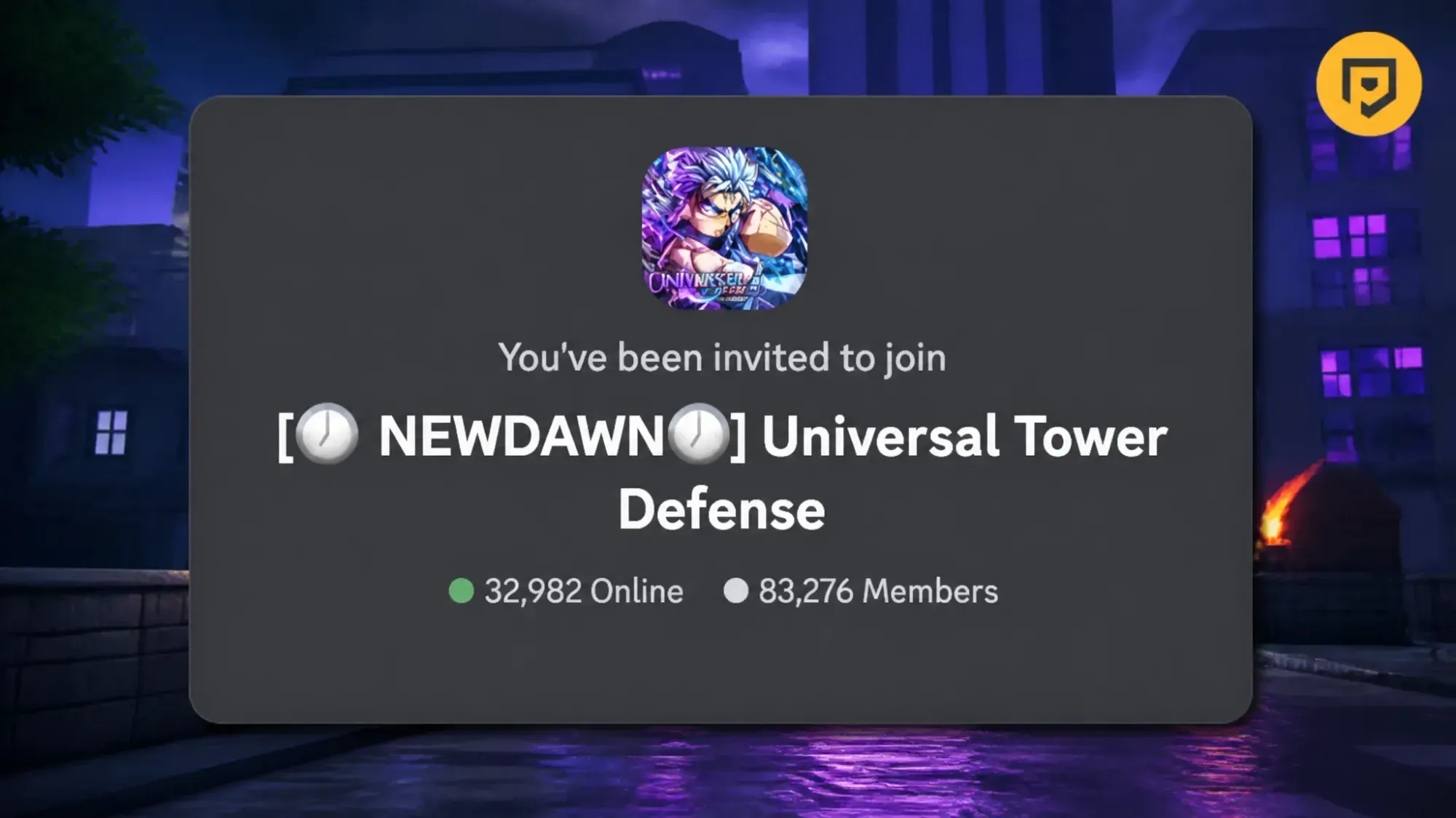Universal Tower Defense codes: An image of the Universal Tower Defense Discord server