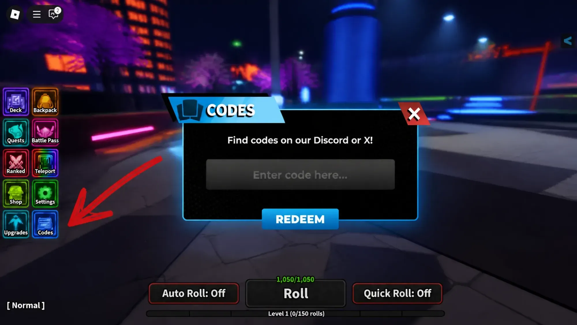 How to redeem codes in Anime Card Clash