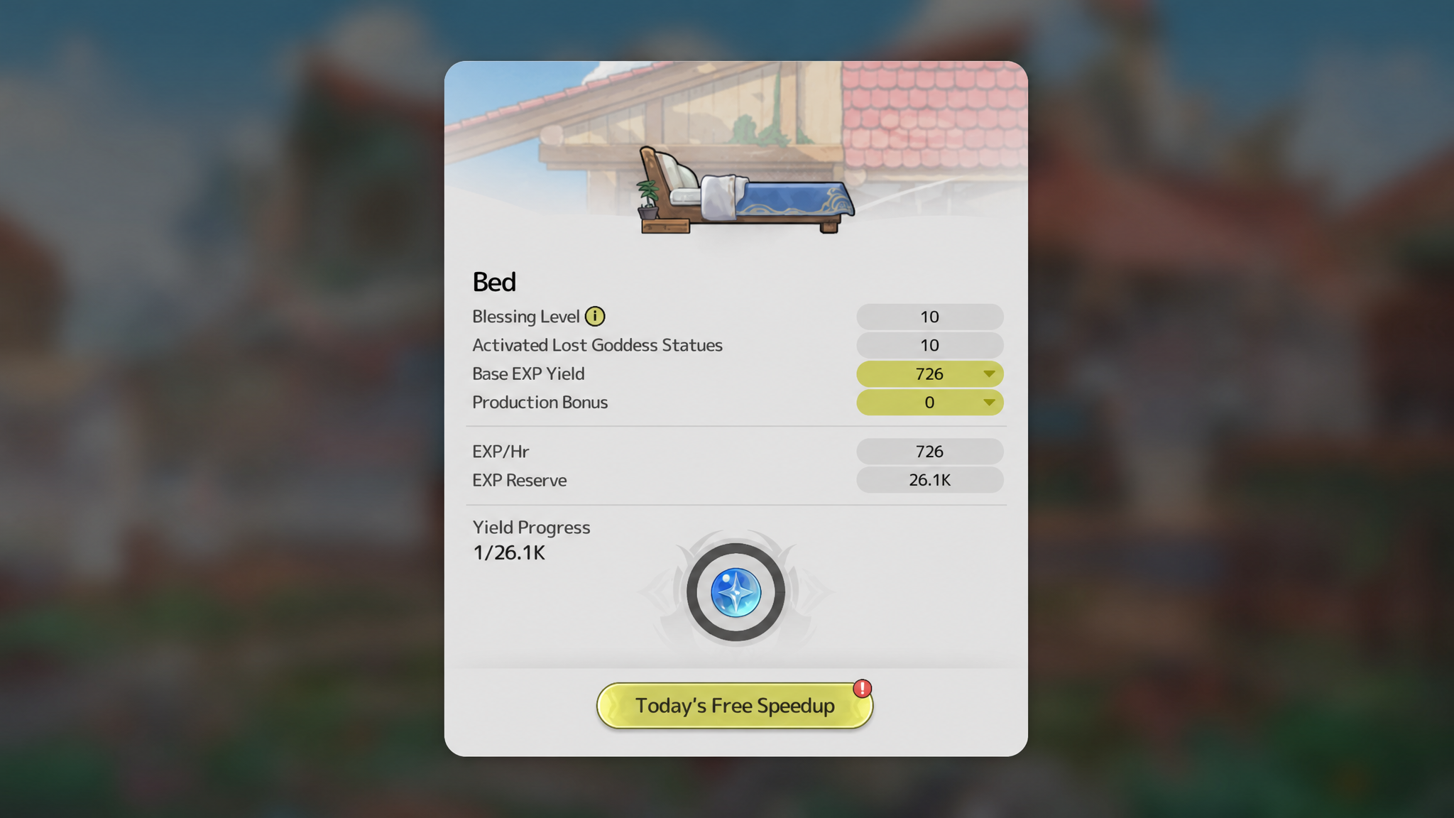 Bed that provides idle EXP in Sword X Staff