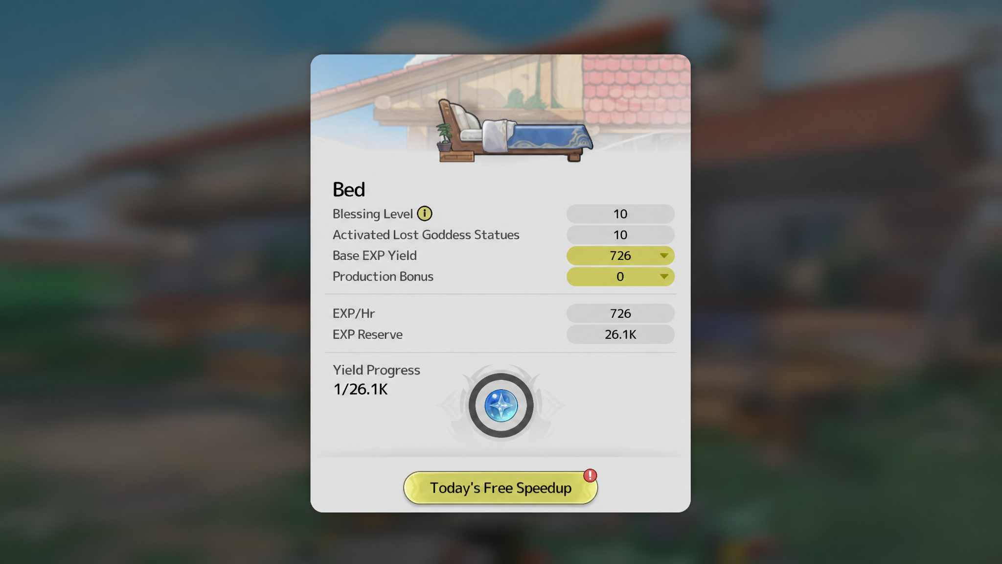 Bed that provides idle EXP in Sword X Staff