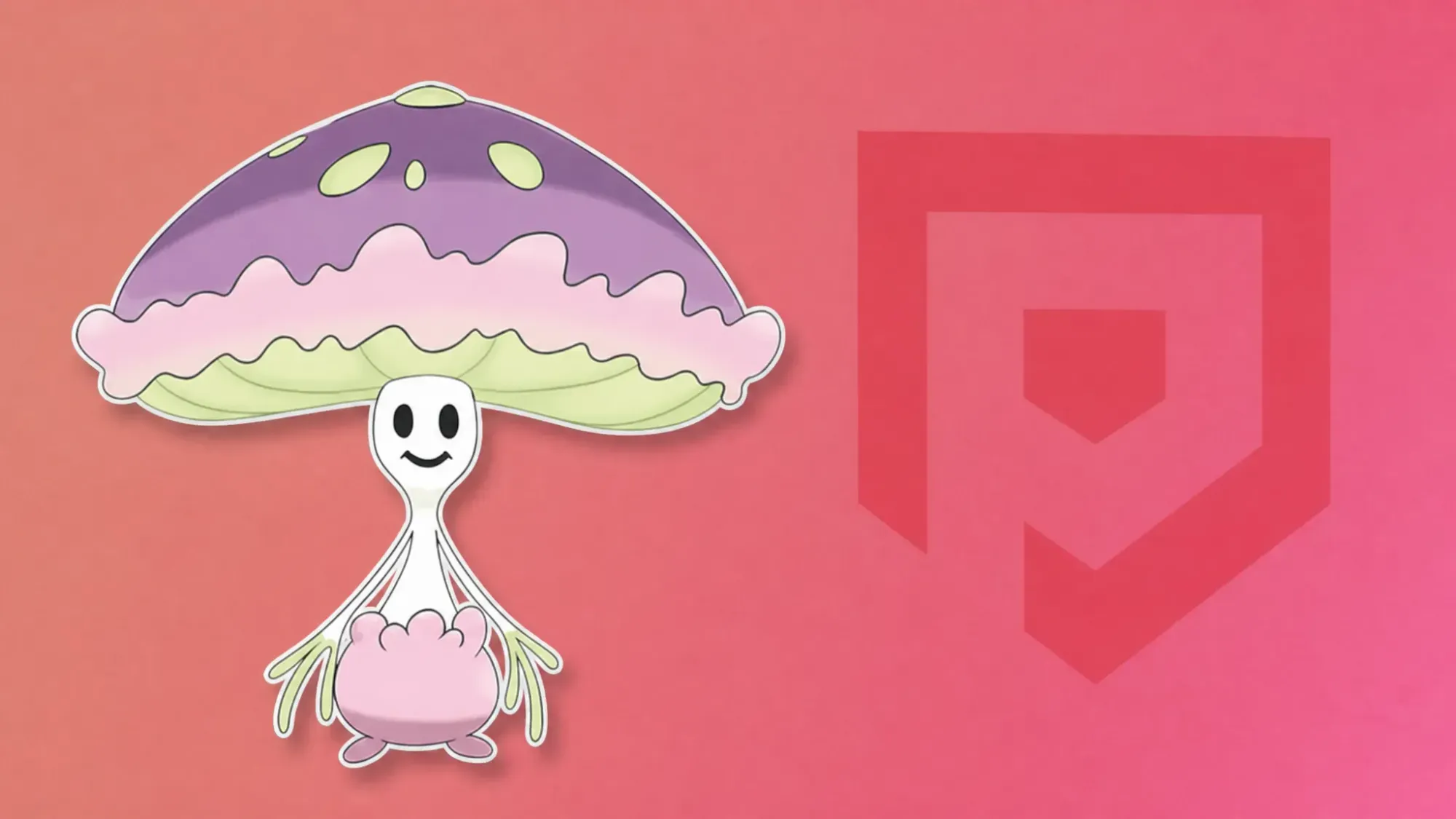 Custom image of Shiinotic on a pinkish background for fairy Pokemon weakness guide