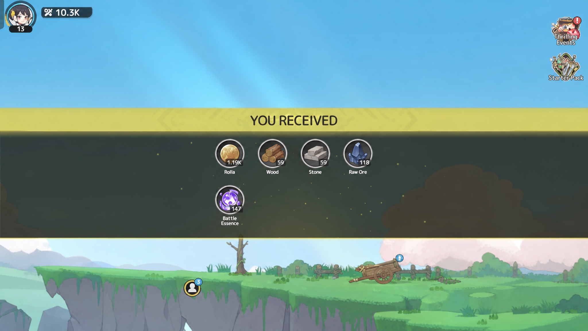 Basic resources being collected in Sword X Staff