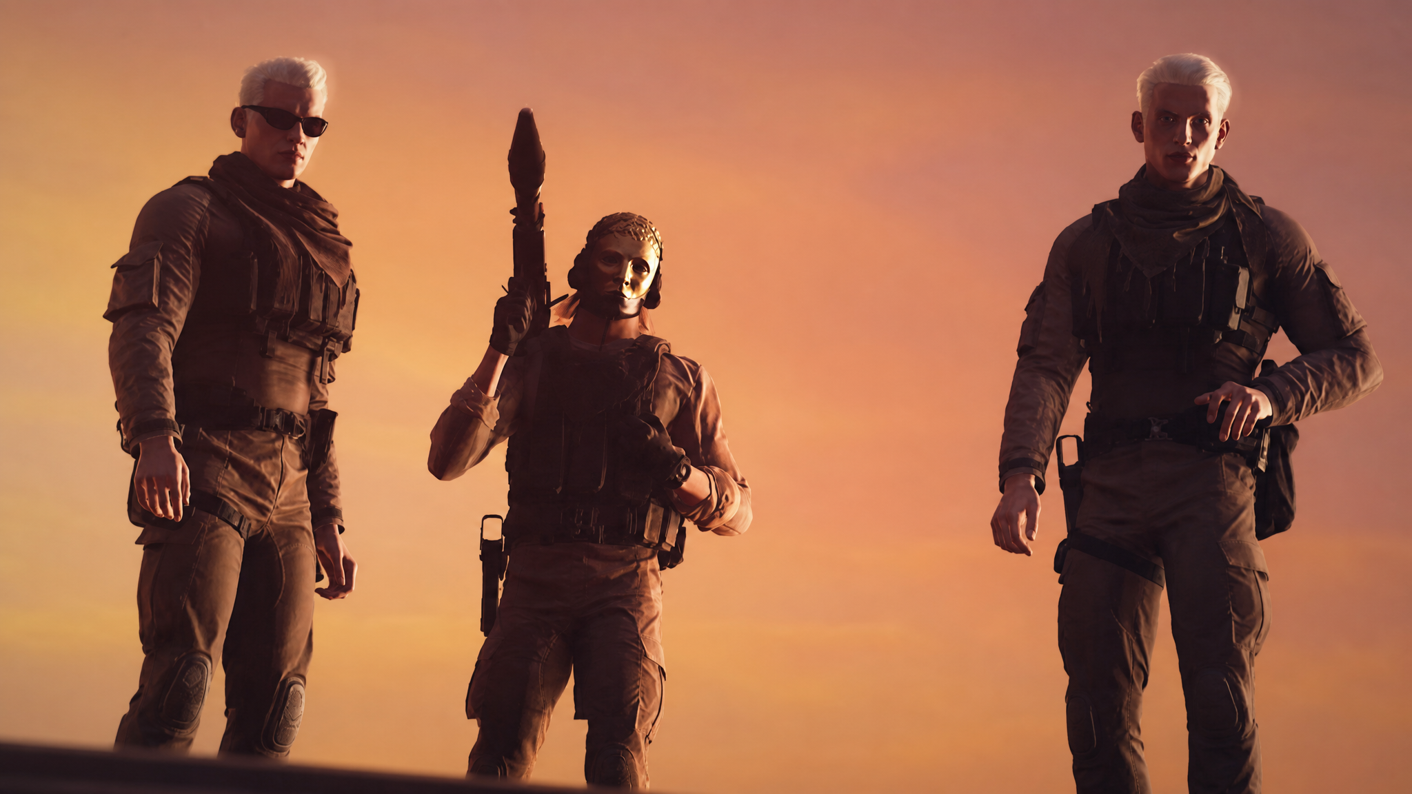 Twin blonde assassins with Damien in 007 First Light