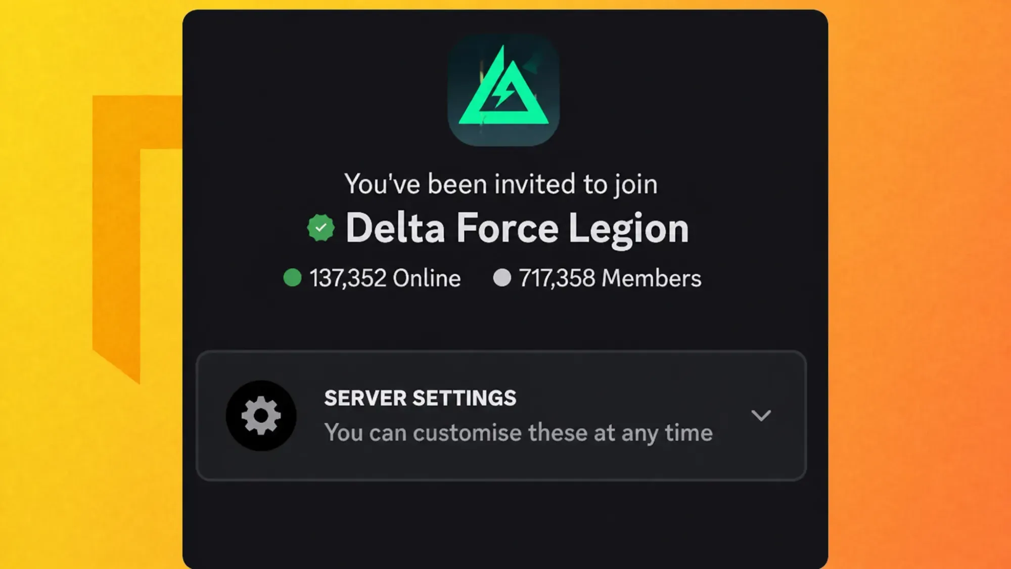 Delta Force codes: An image of the Delta Force Discord server