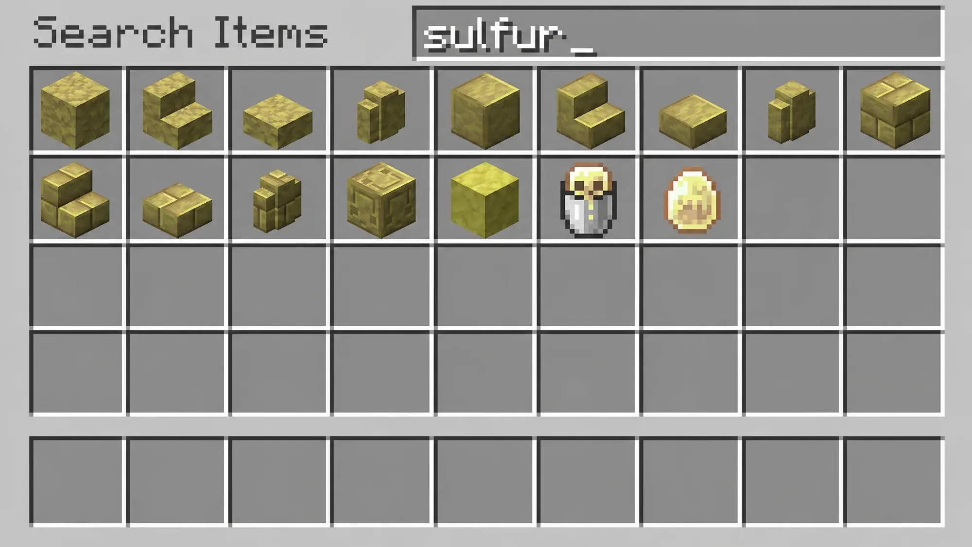 Sulfur block sets in Minecraft