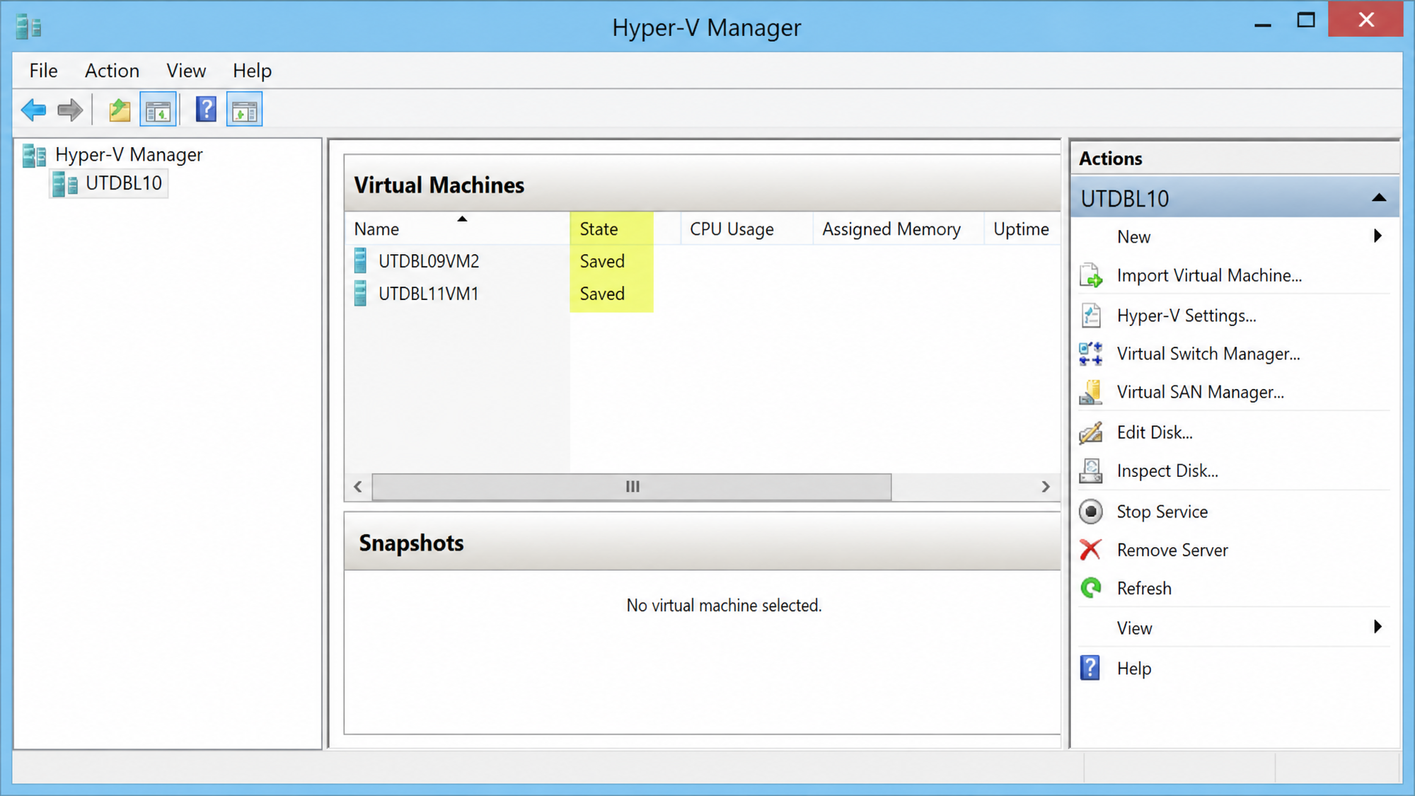 Hyper-V Virtual Machine stuck in Saved State
