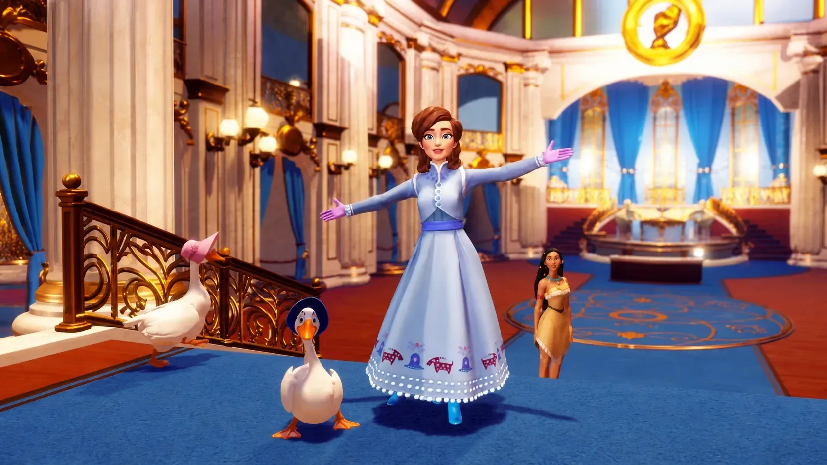 Standing in olaf's museum in disney dreamlight valley