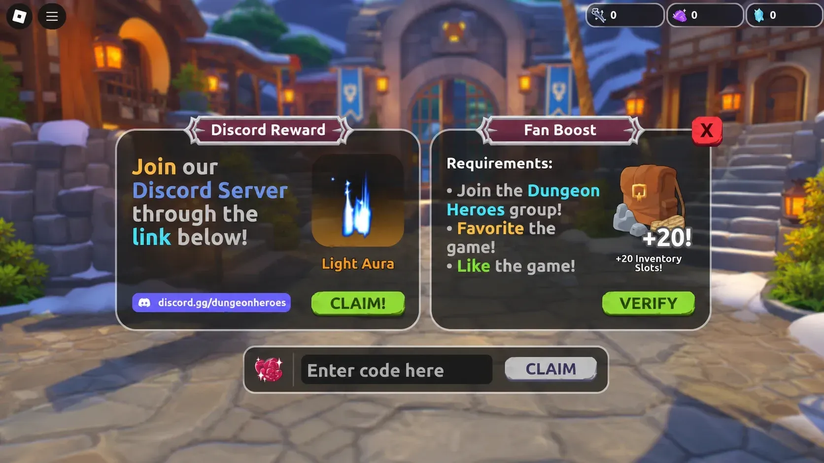 dungeon heroes codes