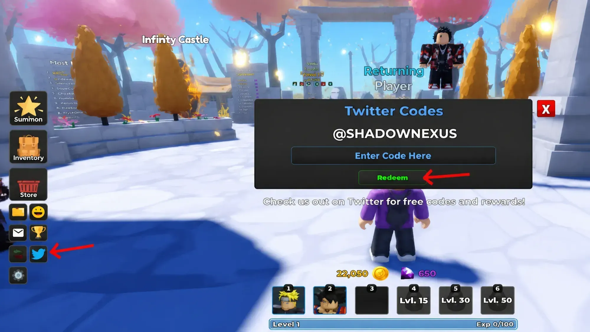 Ultimate Tower Defense codes redeem option