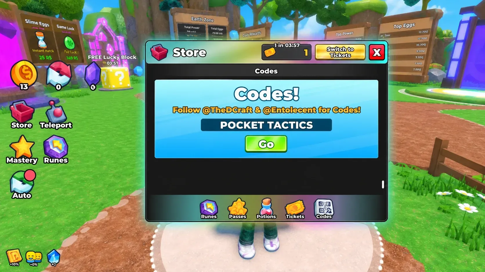 How to redeem slime evolution codes in the Roblox game