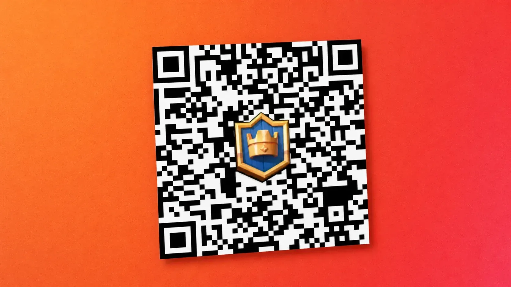 Clash Royale Jojo Musketeer banner QR code on a red Pocket Tactics background