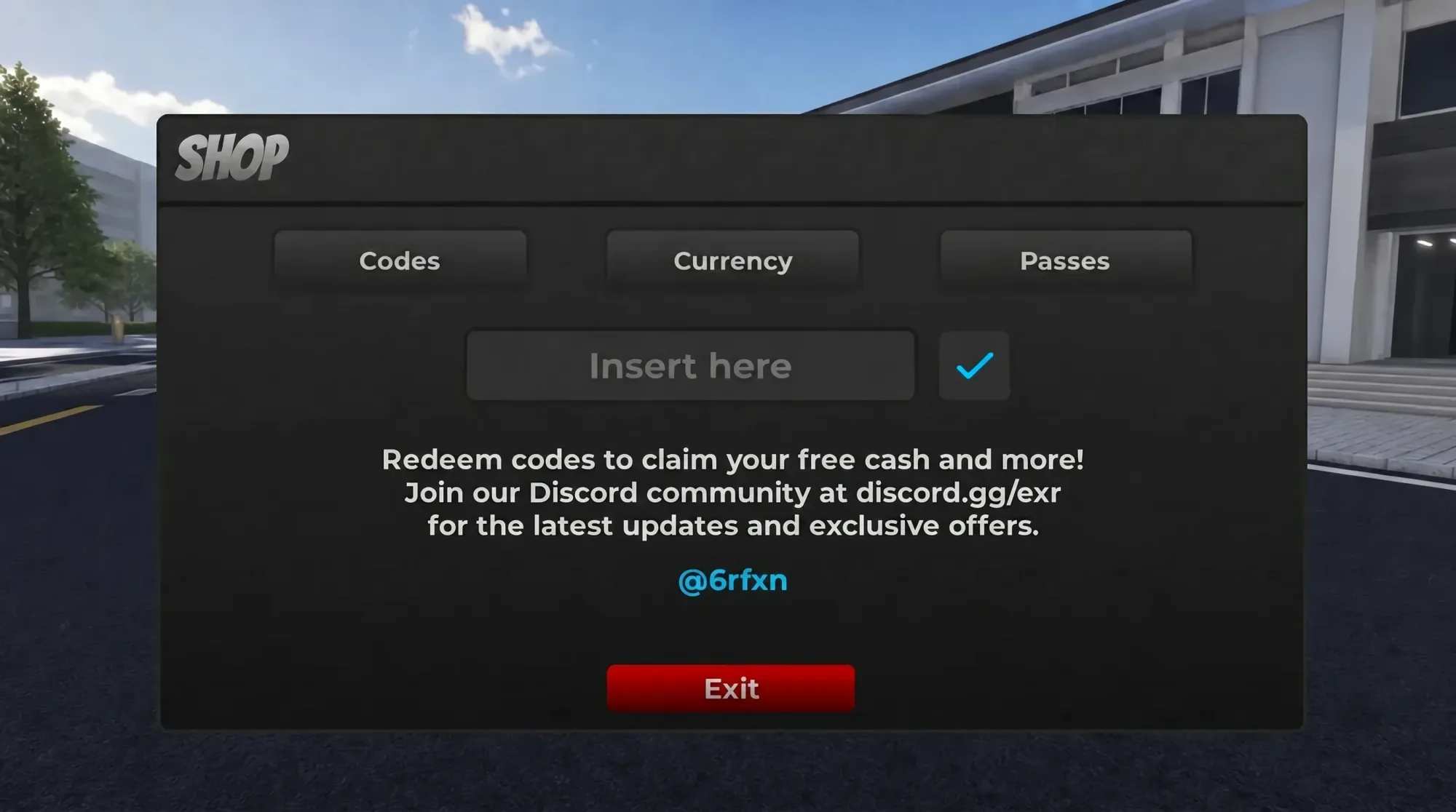 roblox the ride code redemption screen