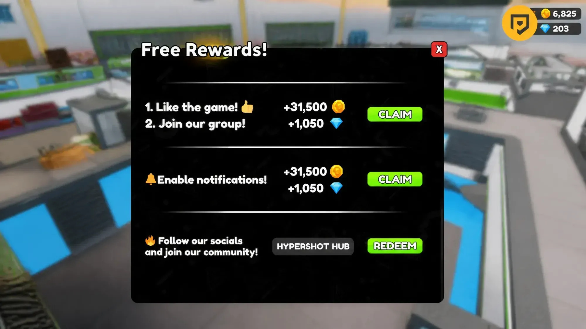 Hypershot codes: A screenshot of the codes box with POCKET TACTICS in it and a PT logo in the top right corner