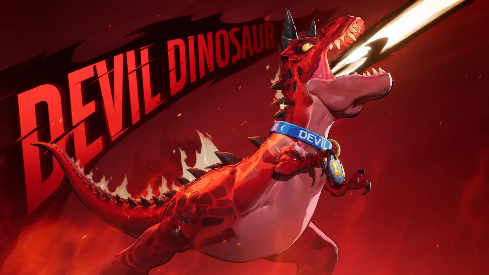 Devil Dinosaur unleashing his beam in Marvel Rivals