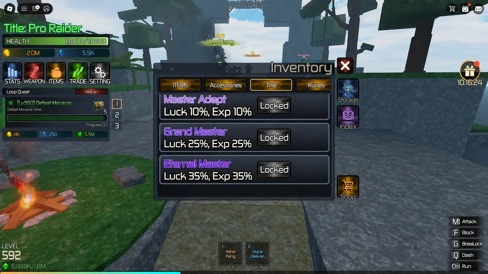 image of the Broken Blade Titles tab