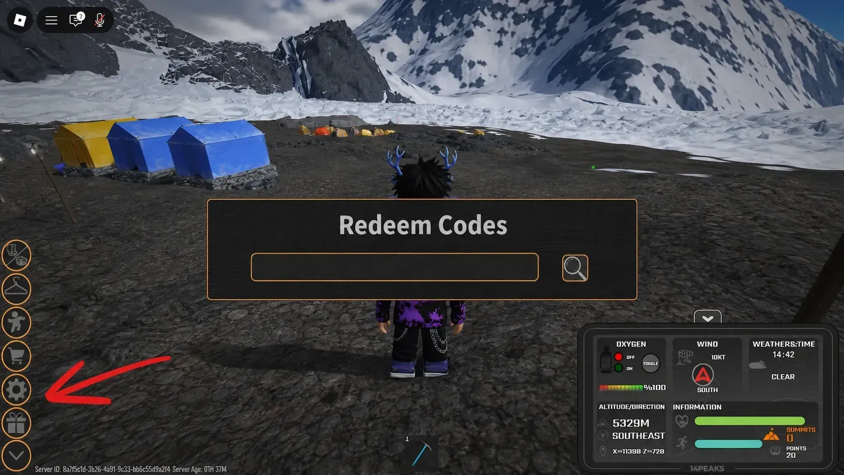 K2 Climbing code redemption pop-up window