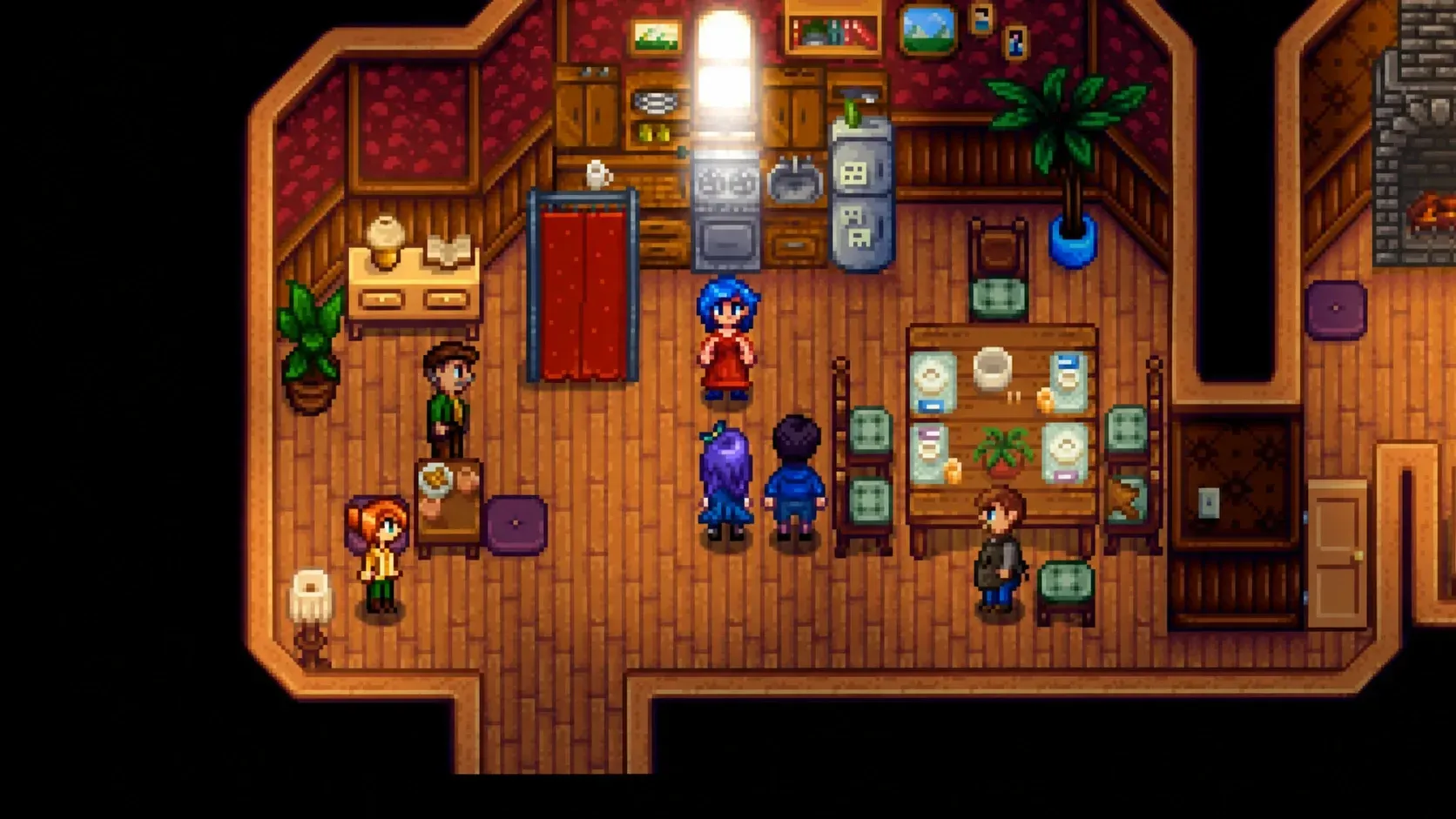 Stardew Valley's Emily with a group of people