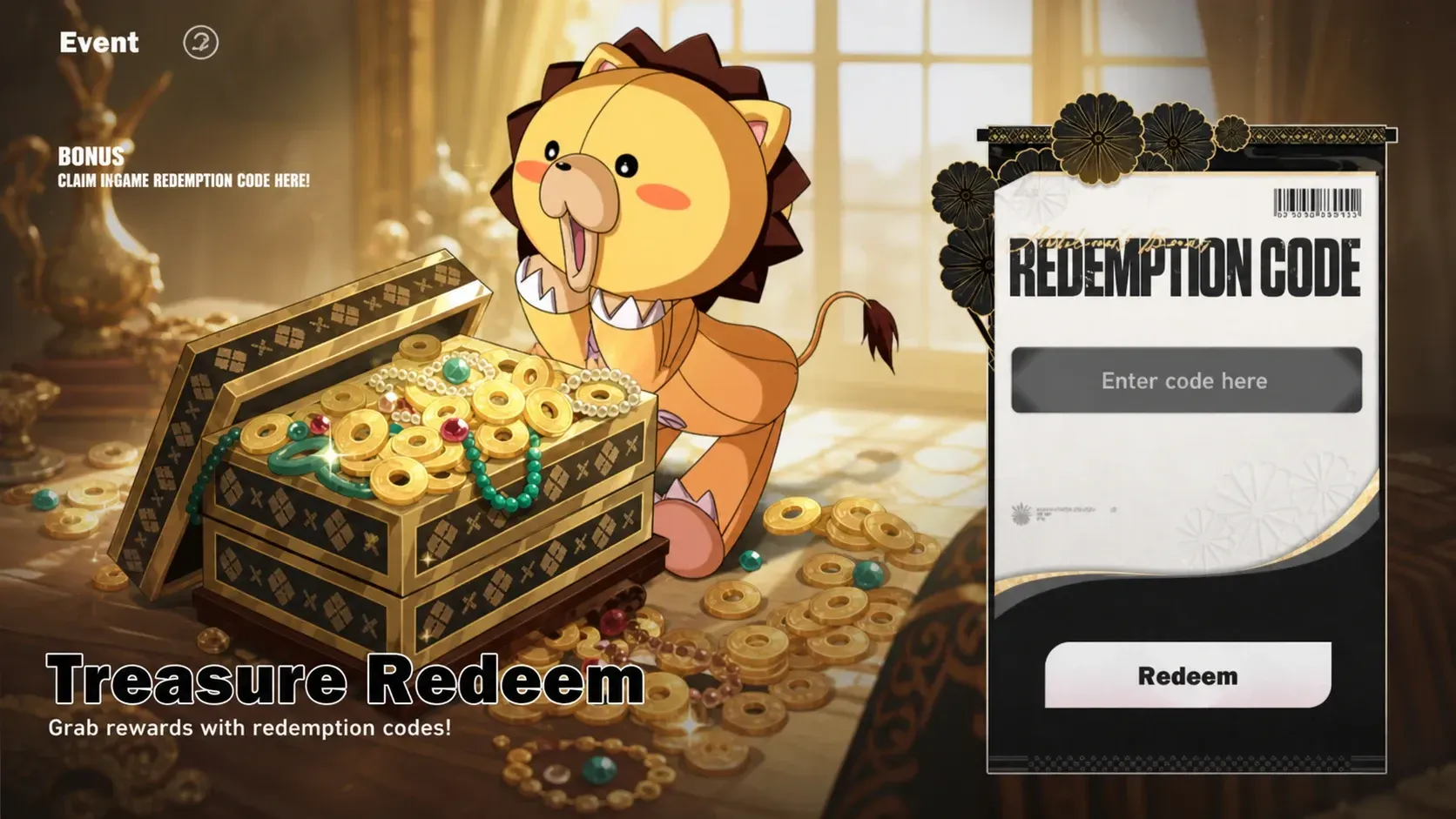 Bleach: Soul Resonance Treasure Redeem code entry screen