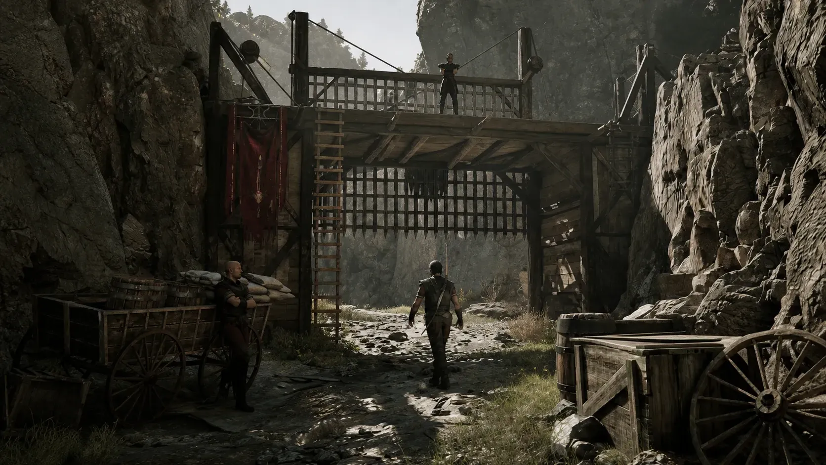 Gothic 1 character approaching a gate