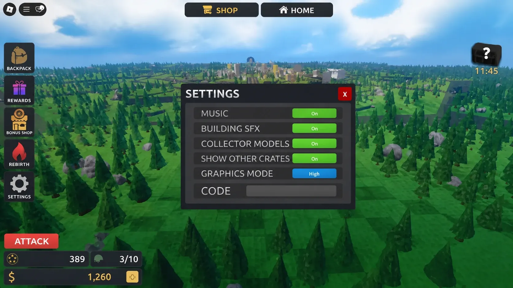 Build a Military Base codes redemption screen with Pocket Tactics filled in where the codes go