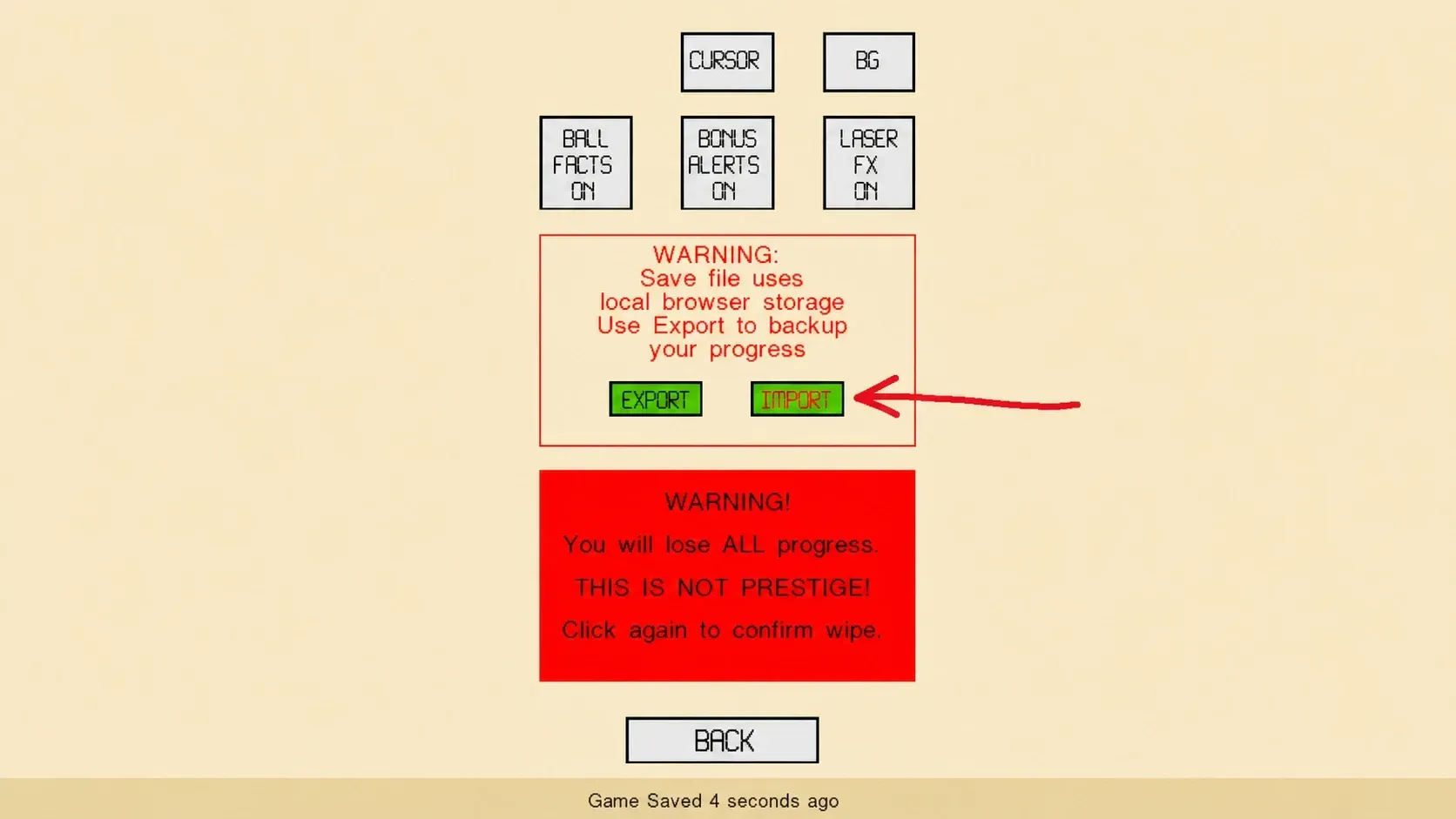 Import Code option in Idle Breakout