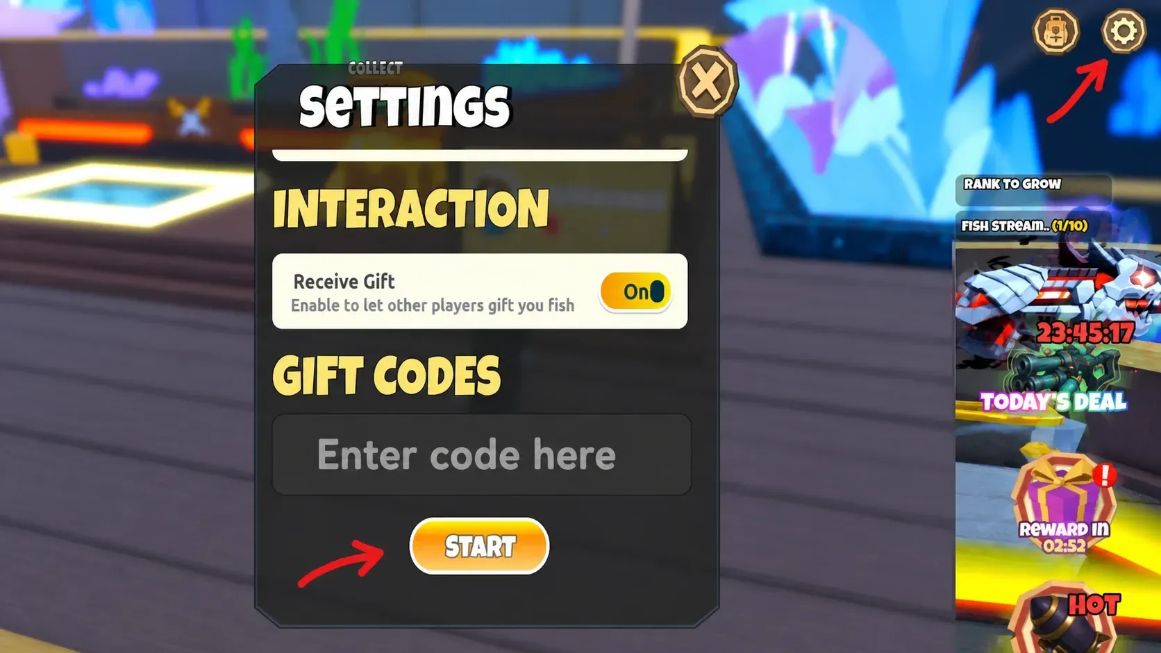 redeem hunt giant fish codes