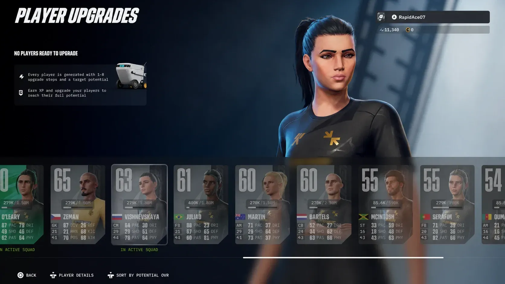 XP meter on a player in GOALS