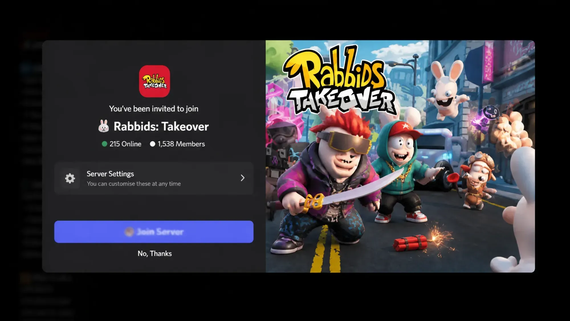 Rabbids: Takeover Discord server invite screen