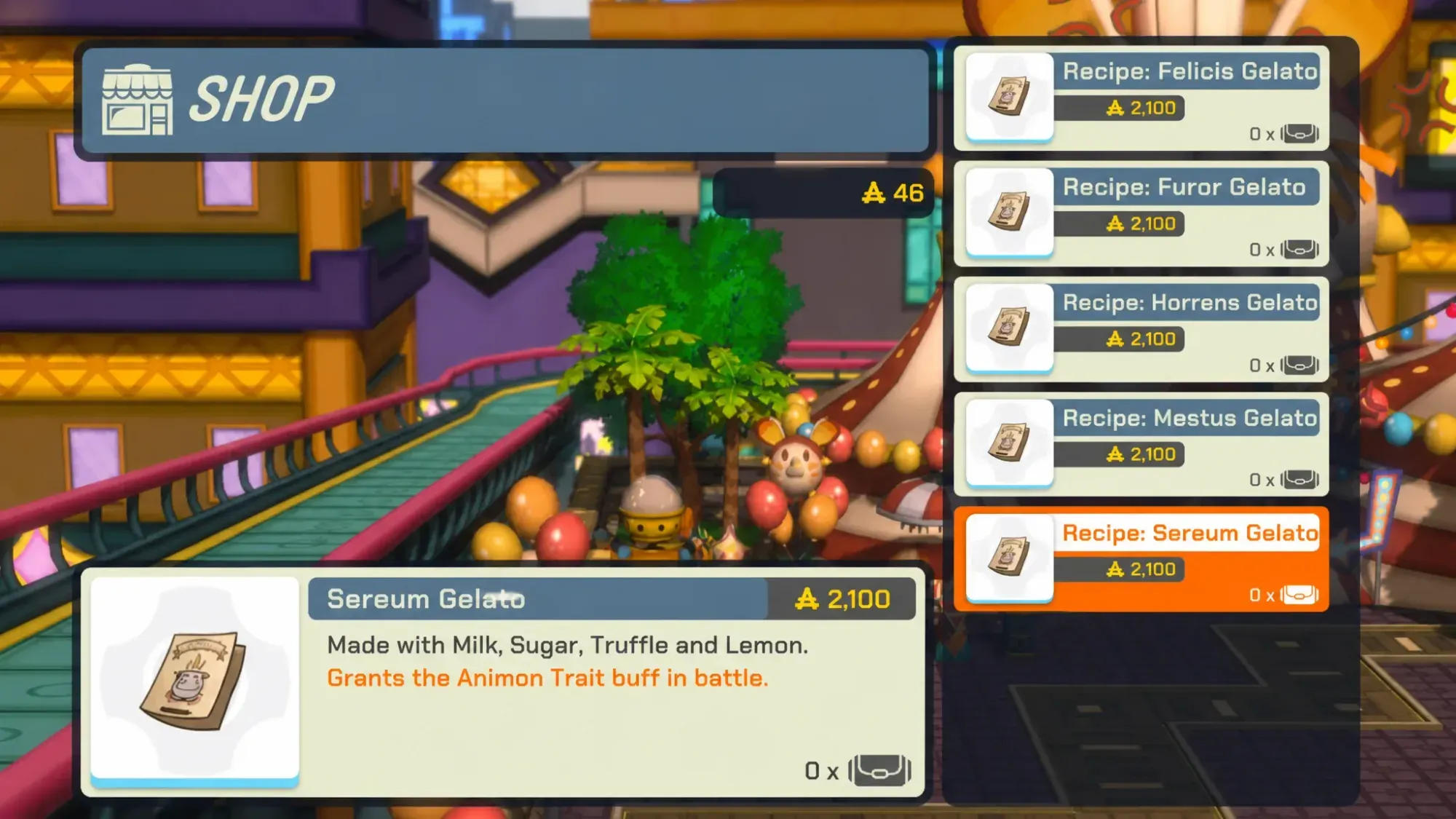 Buying recipes from a vendor in LumenTale