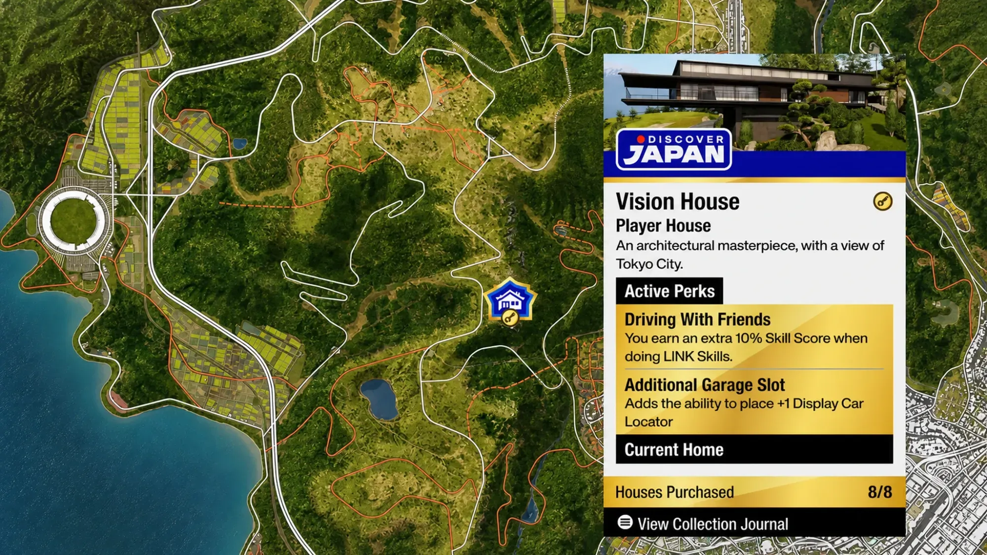 Map view showing a house location