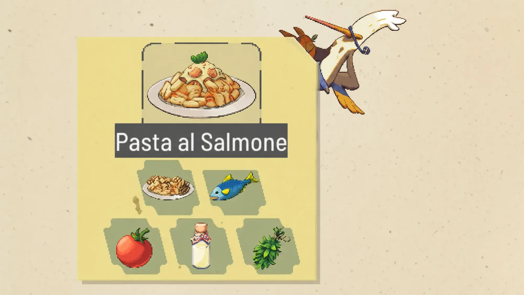 First ingredient shown on a notice board clue