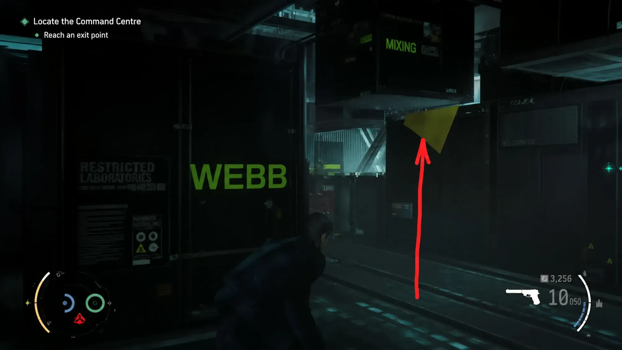 View of the area with the WEBB sign